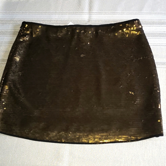 BCBG Maxazria New Skirt CATRINE Sequin Bronze Blackened Gold Mini Chic Party - Picture 9 of 13